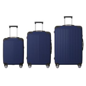 Blue 3-Piece Premium ABS Luggage Set-20", 24", and 28" Suitcases with Multi-Position Handle, Silent Spinner Wheels, and TSA-Approved Lock-Durable