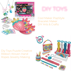 2 SET OF Diy Toys Puzzle Creative Ribbon Woven Hand Ropes Jewelry Making Jewellery Craft Kit - Creative Cases Childrens Bracelet and Necklace Mak