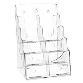 VEVOR Acrylic Brochure Holder 8.5 x 11 inch, 4-Tier Clear Acrylic Literature Display Stand