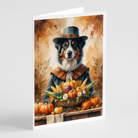Australian Shepherd Thanksgiving Greeting Cards Pack of 8 Blank Cards with Envelopes Whimsical A7 Size 5x7