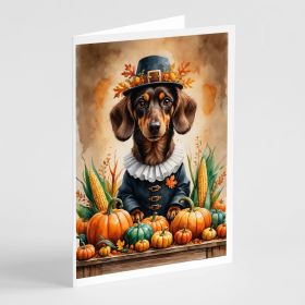 Chocolate Dachshund Thanksgiving Greeting Cards Pack of 8 Blank Cards with Envelopes Whimsical A7 Size 5x7