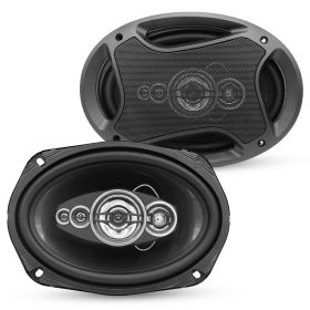 5 Core 6x9 Car Speaker 800W Pair 4Ohm 4 Way Coaxial Speaker w Super Tweeter Universal Fit for Cars Stereo Easy Installation High Performance Soun