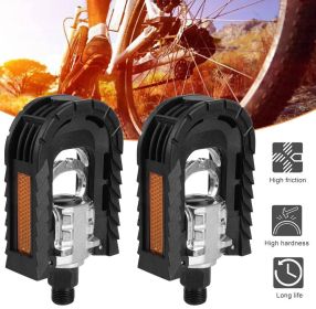 Bike Pedals Bicycle Folding Pedal Aluminum Alloy Mountain Foot Pedal Set (Color: BLACK)