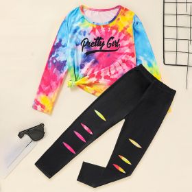 Toddler Girls' Spring Fall Outfit Set Pretty Girl Letter Print Long Sleeve Pullover Top & Matching Pants (Option: 12Y)